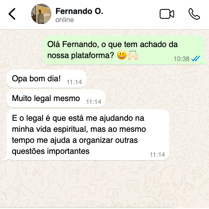 Conversa WhatsApp com Fernando O. sobre o devocional